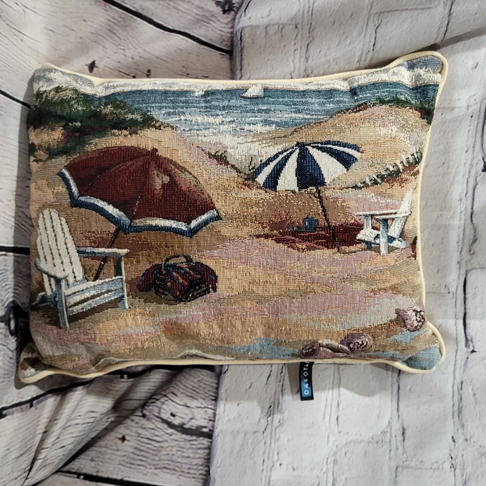 Dakotah Tapestry Accent Pillow, sea shore Throw Pillow
